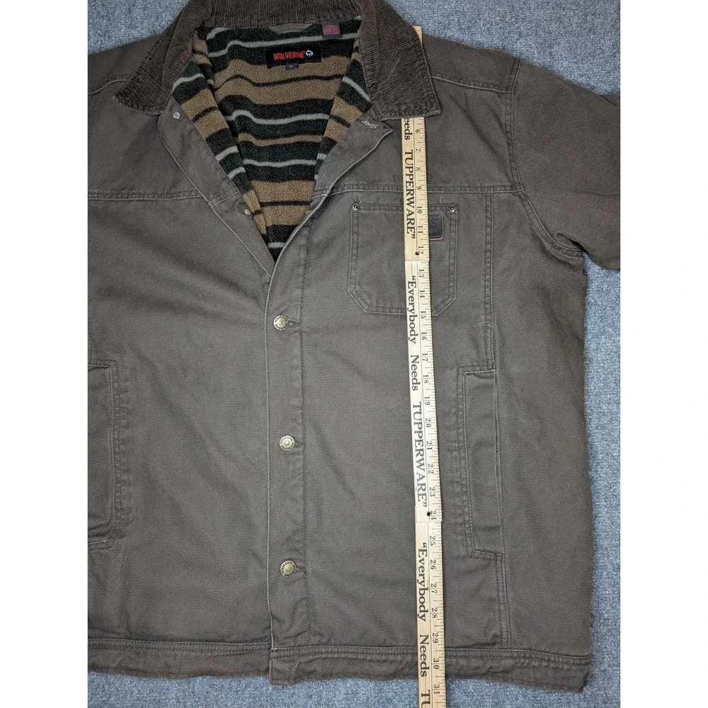 Wolverine Mens Size XXL Brown Canvas Duck Jacket Fleece Lined Torso Quilted Arms